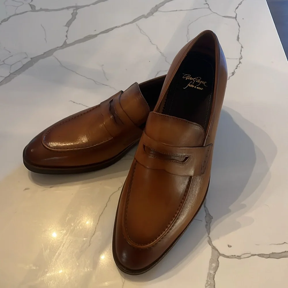 Men’s Brown Leather Penny Loafers — Classic Dress Slip-Ons